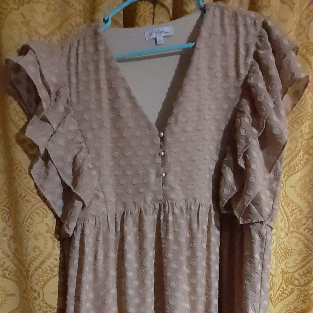 Womens tan dot textured dress